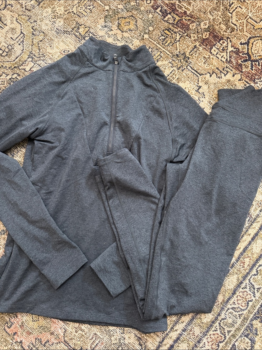 Varley Charcoal Gray Half-Zip Pullover and Leggings Set